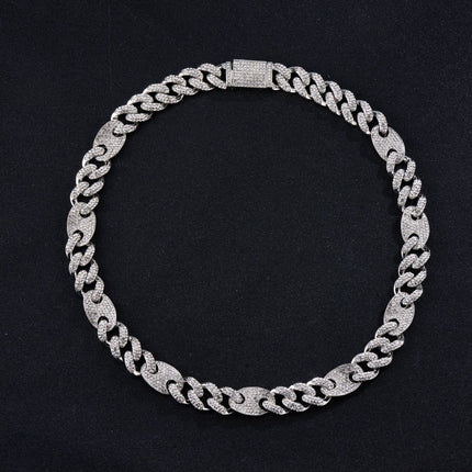 Spring popular Cuban chain fashion fashion design sense hip hop necklace 15mm zinc alloy rhinestone necklace jewelry