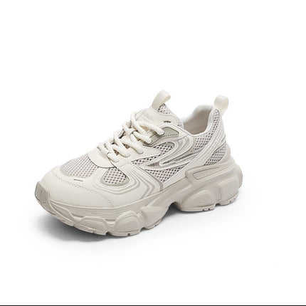 Shougu Genuine Women's 2024 Autumn New Mesh Breathable Trendy Korean Style Versatile Sneakers Women's Platform Shoes