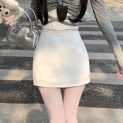 Grey Suit Skirt Women's Summer Design Sense High Waist Slimming Anti-slip Side Split Hot Girl Hip Short Culottes