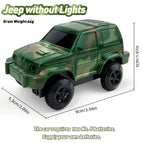 Military green camouflage jeep without lights