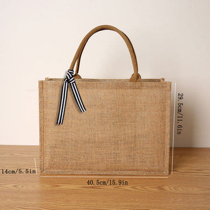 New Handheld Open Storage Bag Jute Women's Tote Bag