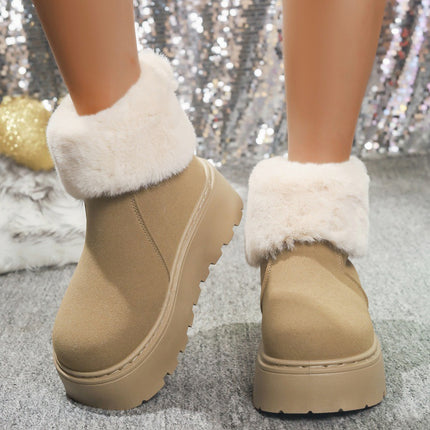 Thick-Soled Snow Boots for Women 2025 New Winter Export Large Size Fleece-Lined Warm Fur Short Cotton Boots Ready for Sale
