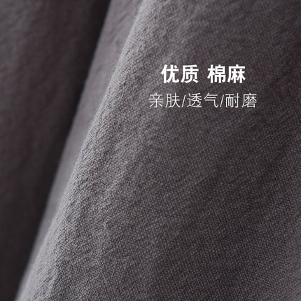 Spring and Summer Linen Cotton and Linen Chinese-Style Side-Breasted Bathrobe Bathrobe Home Wear Set Mid-Length Nightgown Bathing Spa Hotel