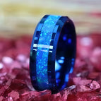 Blue sequin stainless steel ring / No. 7