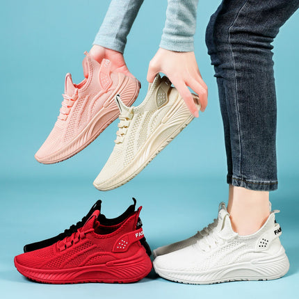 Women's Fly-Knit Spring Sneakers, Shallow Lightweight Running Shoes, Breathable and Comfortable Mesh Shoes, Versatile Outdoor Shoes