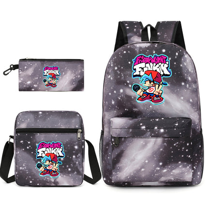 2021 Friday night backpack shoulder bag pencil case three-piece canvas schoolbag set