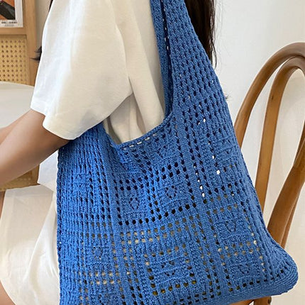 Knitted bag vintage mesh hollow simple woven bag women's bag Shoulder Bag bags wool handbag shopping bag