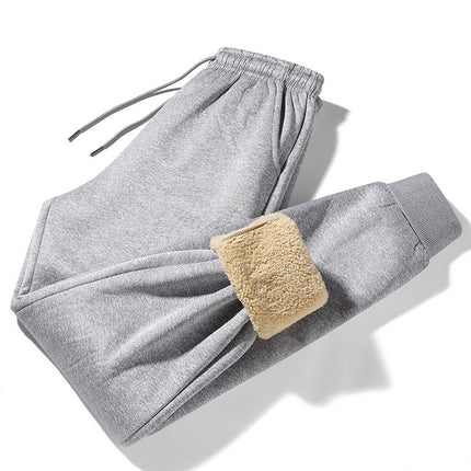 Cross-Border Trade Warm Sweatpants, Loose Fit, Cold-Proof, Fleece-Lined, Thickened Lamb Wool Pants, Aliexpress Winter Jogger Pants for Men