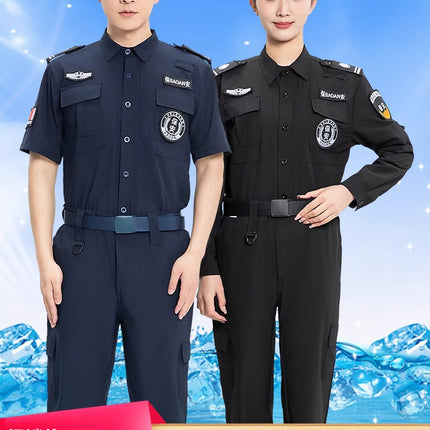 Summer Security Quick-Drying Work Clothes Short-Sleeved Thin Black Suit Long-Sleeved Uniform Guard Property Security Training Clothes