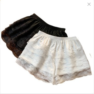 New Jk Safety Shorts for Women's Outer Wear Summer Thin Multi-Layered Lace Anti-Exposure Non-Curling Loose Leggings
