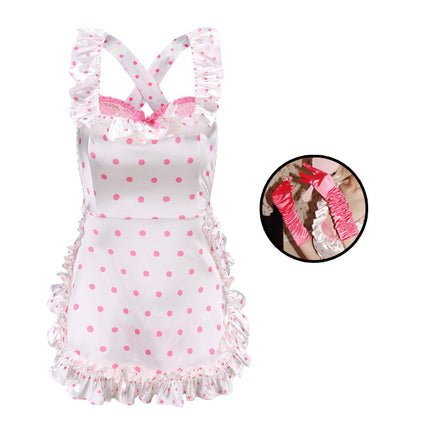 Sexy Lingerie 2024 New Sexy No Polo Dot Kitchen Apron Maid Dress Sexy Uniform cosplay Women