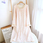 Crepe summer sweetheart round neck long dress - pink lxp / M