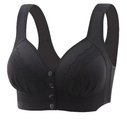 Breathable Cross-border Front Snap No Steel Ring Fixed Cup Bra Beautiful Back Traceless Top-up Thin Mom Vest-style Underwear