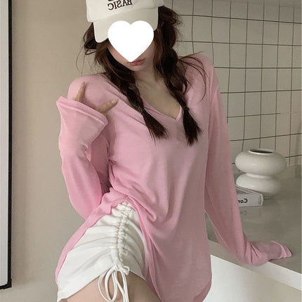 Pure Lust Style Casual Suit Women's Thin Long-Sleeved Sun Protection Shirt Top Summer 2024 Sports Shorts Two-Piece Set