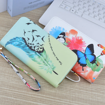 New Wallet Women's Long Zipper Clutch Soft Wallet Fashionable Cross Pattern Printed Student Change Mobile Phone Bag