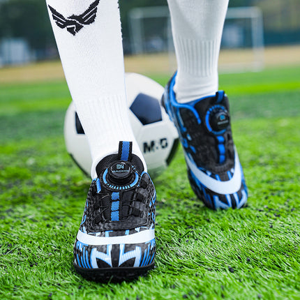 Cross-border 2024 New Girls' Boys' Spike Football Shoes C Lawn Crushed Nails for Students Velcro Spin Training Sport