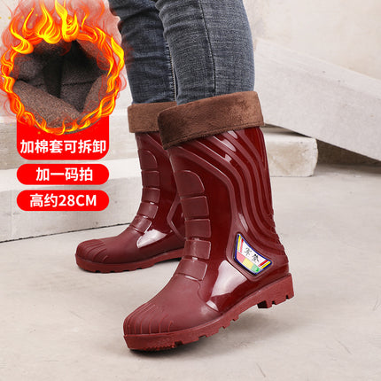 Wear-Resistant High-Top Unlined Rain Boots for Men, Waterproof, Non-Slip, Unlined Rain Boots, Thickeneded Water Shoes, Labor Protection, Quick-Drying Long Boots