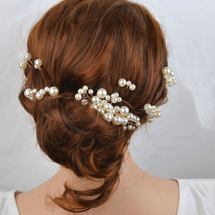 Spot Retro Baroque Large Pearl Hair Fork Bridal Hair Comb Hair Insert European Design Wedding Headdress Hair Accessories Set