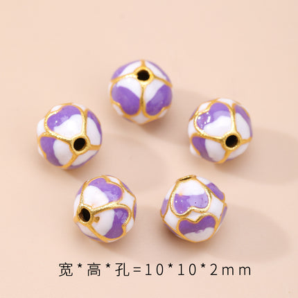 Cloisonné Hollow Beads Oil-Dropped Color-Preserving Copper-Plated Sand Gold DIY Burnt Blue Accessories Handmade Beaded Bracelet Jewelry Accessories