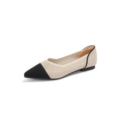 Japanese Princess Shoes Women's Pointed Shallow Mouth Flying Woven Hollow Knitted Shoes Soft Bottom Casual Flat Bottom European and American Foreign Trade Summer