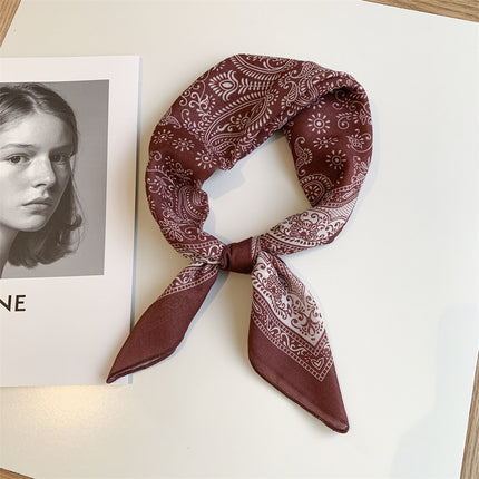 Autumn Maillard Wine Red Artistic Retro Small Square Decorative Scarf Cotton Linen Breathable Waist Flower Hair Belt