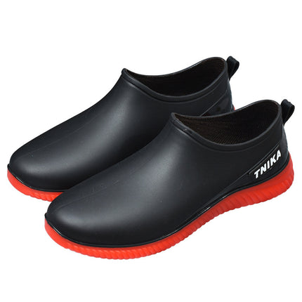 Spring and Autumn Short Tube Rain Shoes Men's Low-top Fashion Fishing Rain Shoes Flat Water Shoes Non-slip Kitchen Waterproof Rubber Shoes fleece-lined