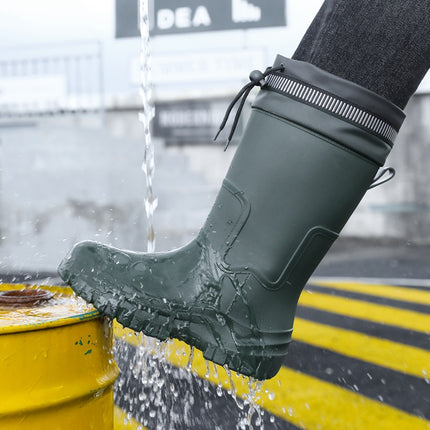 Rain Boots Men's Mid-Tube Adult Fishing Non-Slip Lightweight 2025 New Men's Rain Boots Waterproof Fleece-Lined Rubber Shoes Water Shoes