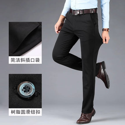 Men's Western Pants Stretch Winter fleece-lined Thickened Clothing Pants Straight Tube Dosing Light Business Pants Fashionable Casual Pants for Men