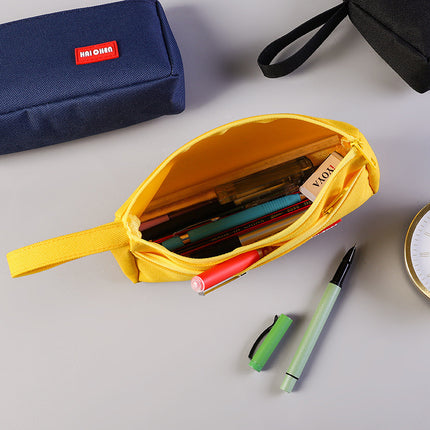 Simple Solid Color Pencil Bag for Students and High School Students Stationery Bag Multifunctional Portable Large Capacity Dirty Resistant Pencil Tote Bag