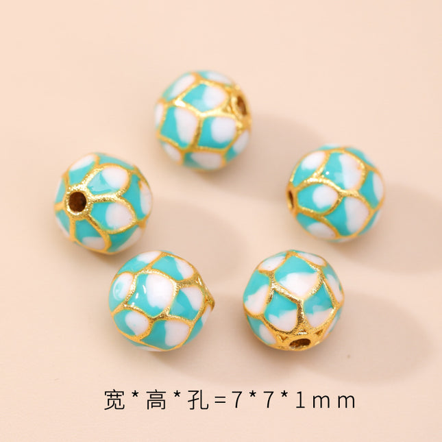Cloisonné Hollow Beads Oil-Dropped Color-Preserving Copper-Plated Sand Gold DIY Burnt Blue Accessories Handmade Beaded Bracelet Jewelry Accessories