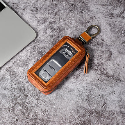 Cross-border Genuine Leather General Motors Key Case AliExpress wish Key Leather Case Double Zipper Men's Retro Waist Hanging