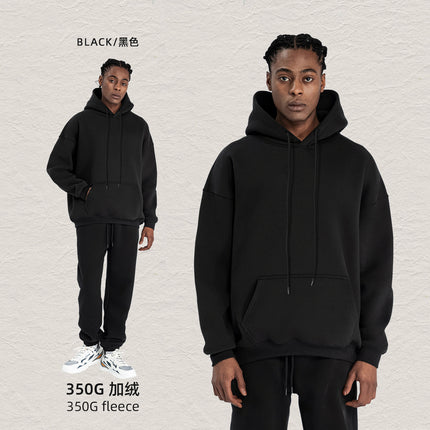 Kite Men's Clothing Factory Autumn and Winter Heavy Velvet Sweatshirt Men's Cross-Border American Street Fashion Loose Sweatshirt Pants Suit Men