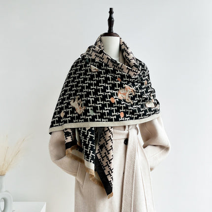 Shawl for Winter Outer Wear, High-End and Versatile Imitation Cashmere Thickeneded Warm Scarf, Office Air-Conditioned Room Windproof Scarf