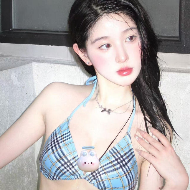 Source Manufacturer Korean Style Girl Japanese Style Plaid Small Breast Sexy Bikini Swimsuit Beach Vacation Retro Bikini