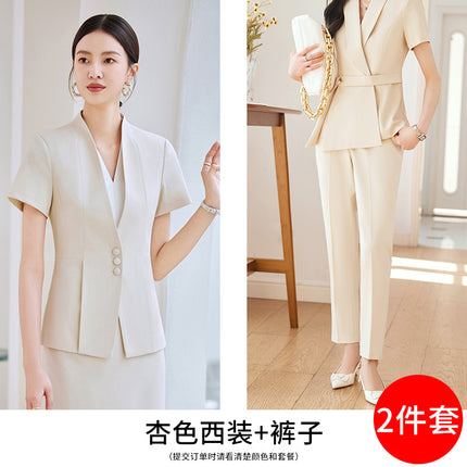 High-end Suit suit Women's Short-sleeved Summer New Tooling Hotel Front Desk Temperament Work Clothes Professional Thin Suit