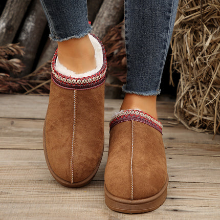 2023 autumn and winter New snow boots low tube slip-on cotton shoes ethnic style warm lazy shoes foreign trade order generation