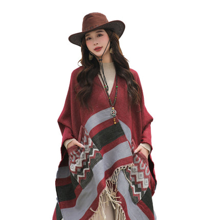 Qinghai Xizang Chaka Salt Lake Tourism Super-large Shawl Female Ethnic Style Thickened Cloak Office Air-conditioned Room Blanket