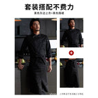 Black Grey Edge Top Long Sleeve Black Split Long Apron / M