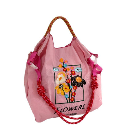 New Canvas Bag Embroidered Shopping Bag Tote Bag Large Capacity Bag Women's Handbag Crossbody Bag