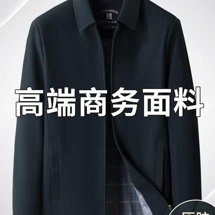 [Cross-Border Wholesale] Autumn and Winter Executive Jacket Men's New Lapel Middle-Aged and Elderly Anti-Wrinkle No-Iron Dad Jacket