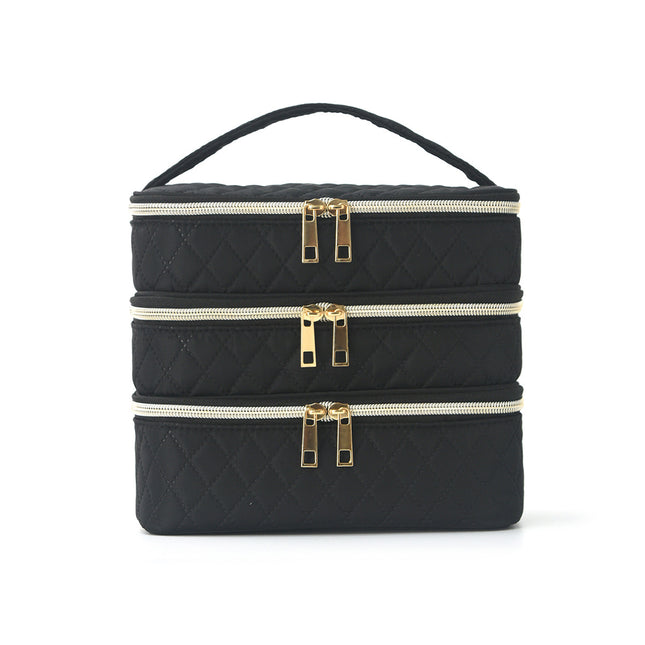 Feihong Cross-Border Three-Layer Cosmetic Bag Large Capacity High-Value Portable Toiletry Bag Portable Travel Makeup Storage Bag