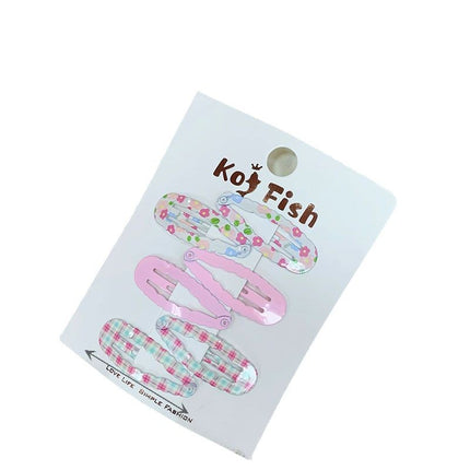 Korean Cute Wavy Water Drop Hairpin New Plaid Sweet Floral Bb Clip Girl Bangs Clip Side Clip Hair Accessories