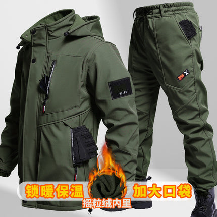 Winter Velvet Jacket Suit Camouflage Men's Cold-Proof, Warm, Wear-Resistant and Dirt-Resistant Labor Protection Workwear