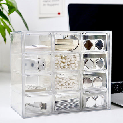 Transparent Jiugongge six-grid dustproof drawer storage box stationery jewelry 12-grid cosmetics storage student