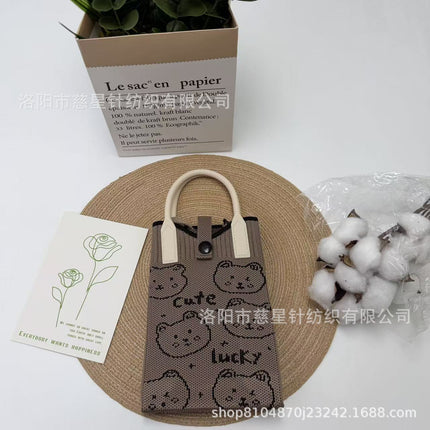 Girl's Heart-Shaped Knitted Crossbody Bag