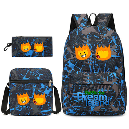 Battle for Dream Island Backpack Dream Island Schoolbag Three-Piece Canvas Backpack