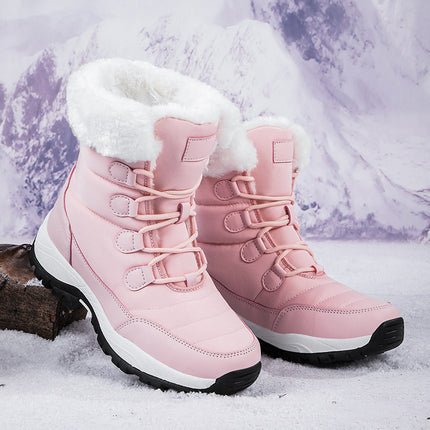 2025 Cross-Border New Winter Velvet Thickeneded Warm and Wear-Resistant Outdoor Hiking Shoes Snow Boots Women's Shoes High-Top Cotton Shoes
