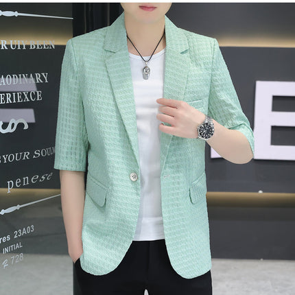 Summer half sleeve thin suit Korean style men's half sleeve fashionable fashionable jacket slim fit trendy summer small suit