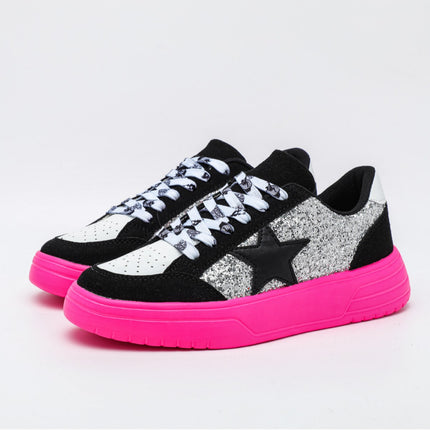 Cross-Border Hot-Selling Spring and Autumn New Women's Sneakers with Front Lace-Up Sequins, Retro Casual Sports Shoes, Fashionable and Versatile School Shoes