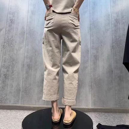 Plus Size Slim Straight-Leg Jeans for Women, Autumn 2025 New Style Cigarette Pants, Flattering Cropped Casual Wide-Leg Pants for Curvy Figures